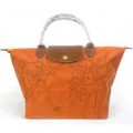 Sacs A Main Longchamp Site Officiel pas cher en lignes Pliage Broderie Orange